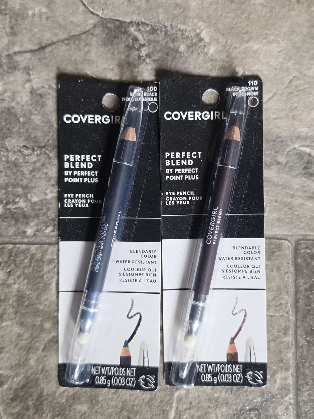 COVERGIRL Perfect Blend Eye Pencil Duo -Basic Black 100 & Black Brown 110 0.03oz